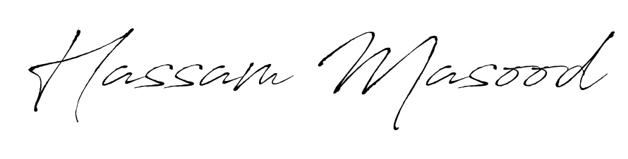 A sleek calligraphic signature for name Hassam Masood utilizing Antro_Vectra styling. Great for adding personal signatures to photos and art. Hassam Masood signature style 6 images and pictures png