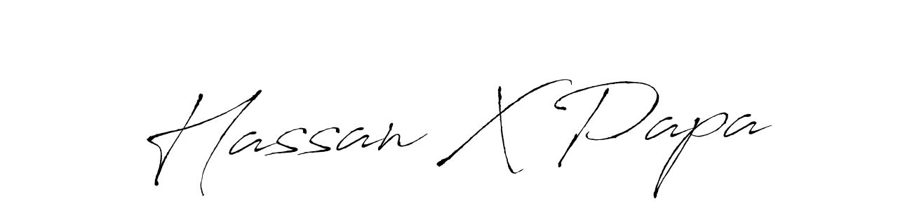 The best way (Antro_Vectra) to make a short signature is to pick only two or three words in your name. The name Hassan X Papa include a total of six letters. For converting this name. Hassan X Papa signature style 6 images and pictures png