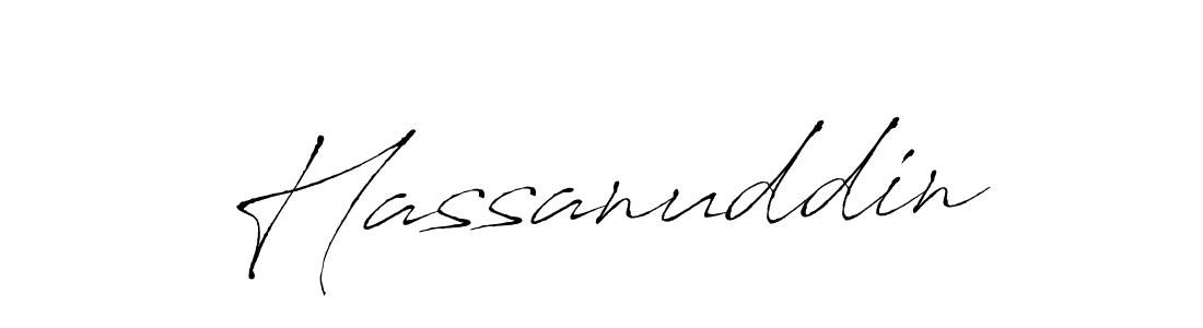 Make a beautiful signature design for name Hassanuddin. With this signature (Antro_Vectra) style, you can create a handwritten signature for free. Hassanuddin signature style 6 images and pictures png