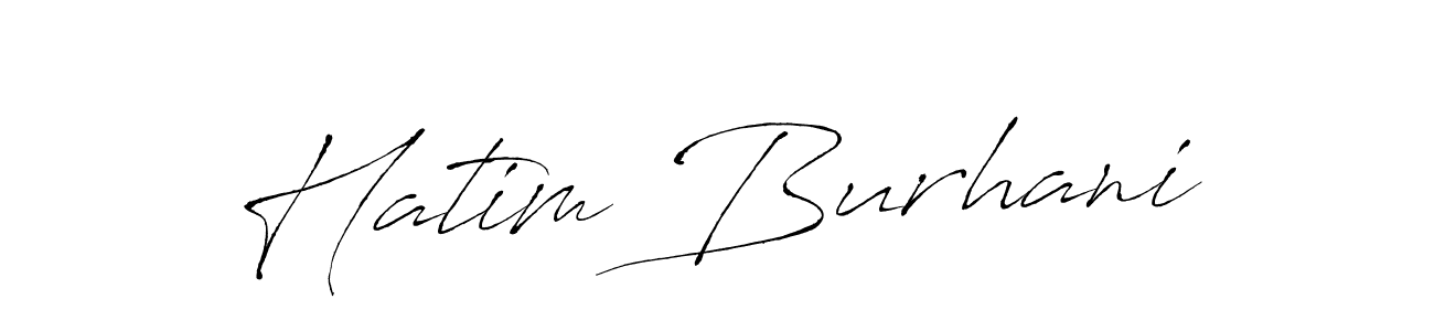 Make a beautiful signature design for name Hatim Burhani. With this signature (Antro_Vectra) style, you can create a handwritten signature for free. Hatim Burhani signature style 6 images and pictures png