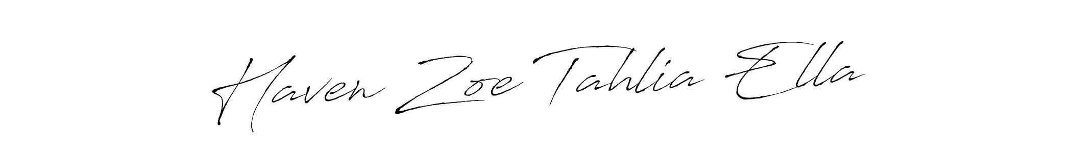 How to make Haven Zoe Tahlia Ella name signature. Use Antro_Vectra style for creating short signs online. This is the latest handwritten sign. Haven Zoe Tahlia Ella signature style 6 images and pictures png