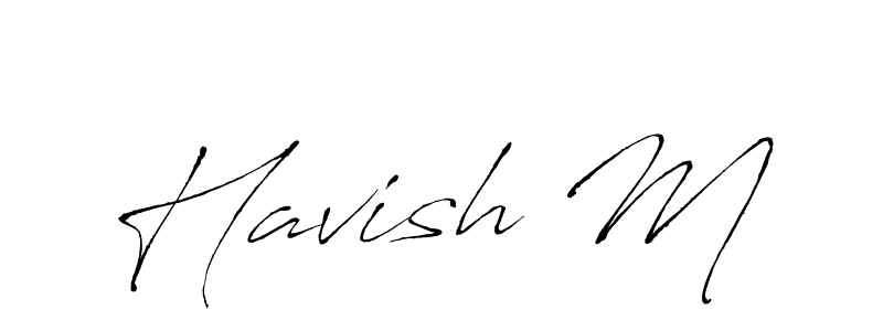 The best way (Antro_Vectra) to make a short signature is to pick only two or three words in your name. The name Havish M include a total of six letters. For converting this name. Havish M signature style 6 images and pictures png