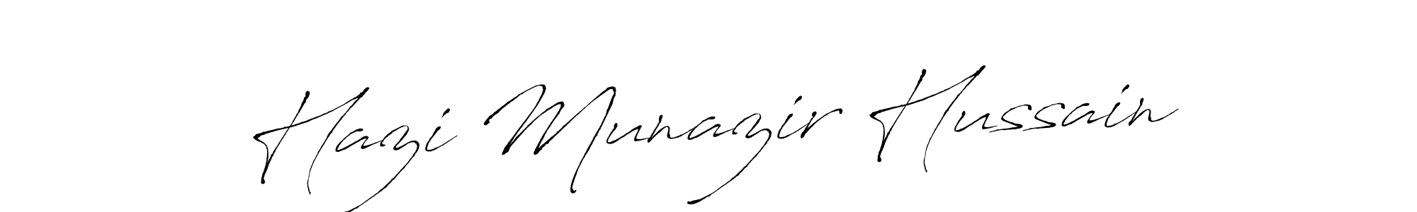 This is the best signature style for the Hazi Munazir Hussain name. Also you like these signature font (Antro_Vectra). Mix name signature. Hazi Munazir Hussain signature style 6 images and pictures png