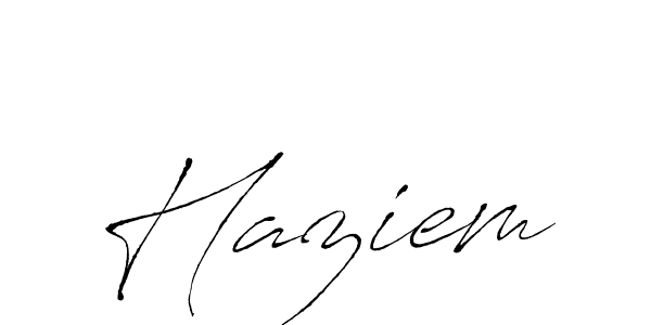 Make a beautiful signature design for name Haziem. With this signature (Antro_Vectra) style, you can create a handwritten signature for free. Haziem signature style 6 images and pictures png