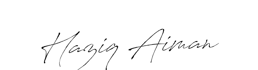 Use a signature maker to create a handwritten signature online. With this signature software, you can design (Antro_Vectra) your own signature for name Haziq Aiman. Haziq Aiman signature style 6 images and pictures png