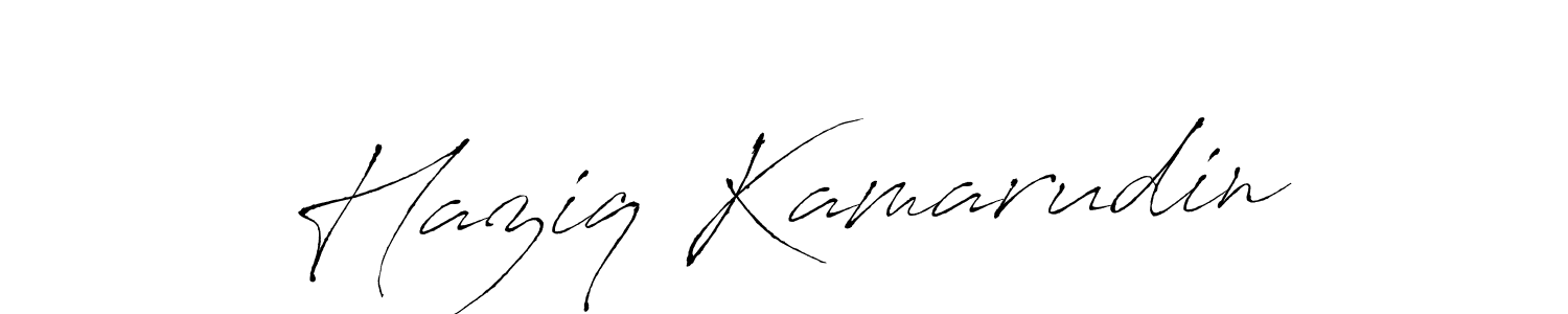 How to make Haziq Kamarudin name signature. Use Antro_Vectra style for creating short signs online. This is the latest handwritten sign. Haziq Kamarudin signature style 6 images and pictures png