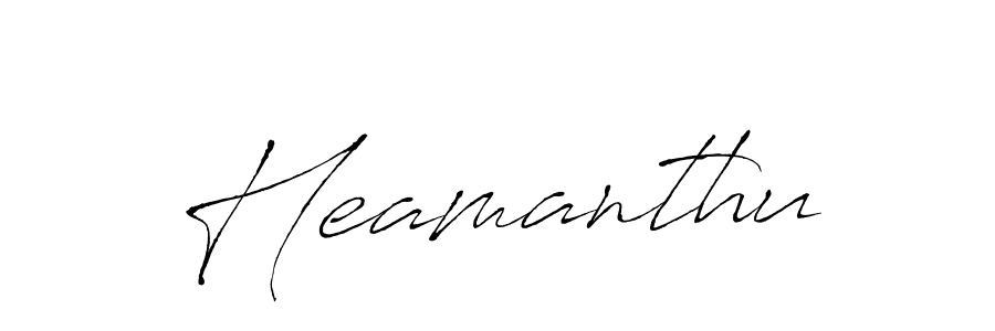 Make a beautiful signature design for name Heamanthu. With this signature (Antro_Vectra) style, you can create a handwritten signature for free. Heamanthu signature style 6 images and pictures png