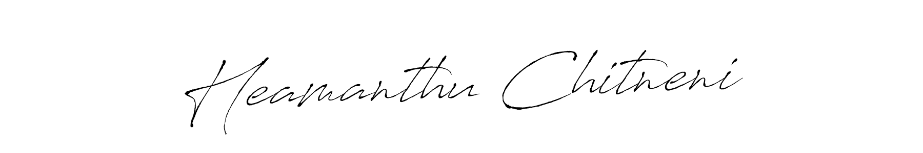 This is the best signature style for the Heamanthu Chitneni name. Also you like these signature font (Antro_Vectra). Mix name signature. Heamanthu Chitneni signature style 6 images and pictures png