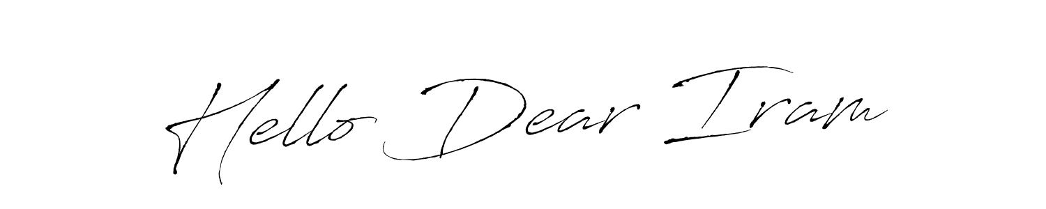How to make Hello Dear Iram name signature. Use Antro_Vectra style for creating short signs online. This is the latest handwritten sign. Hello Dear Iram signature style 6 images and pictures png