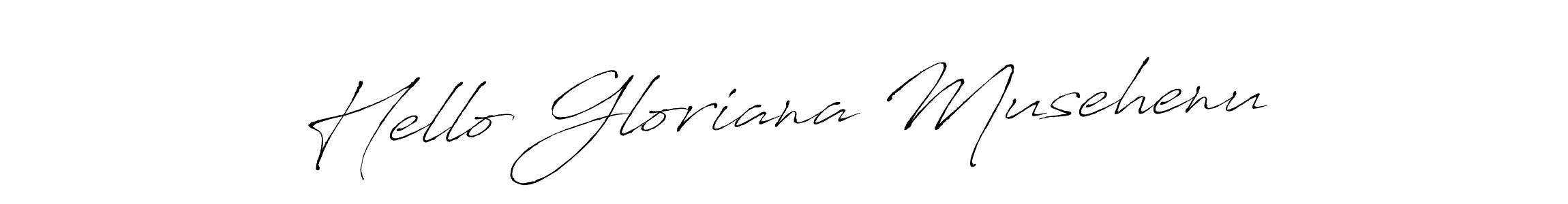 How to make Hello Gloriana Musehenu name signature. Use Antro_Vectra style for creating short signs online. This is the latest handwritten sign. Hello Gloriana Musehenu signature style 6 images and pictures png