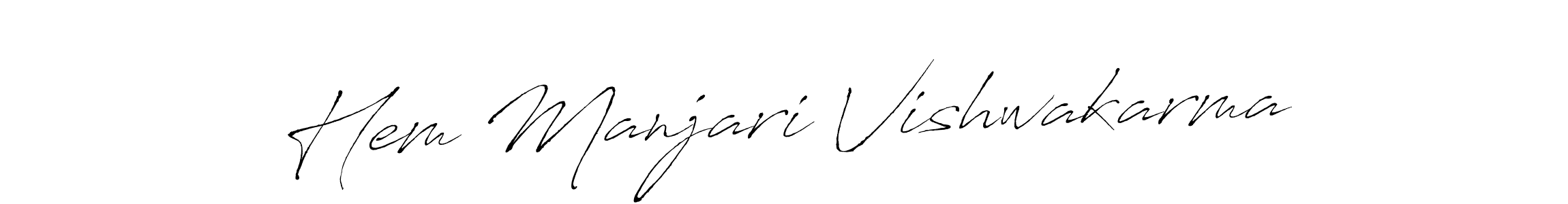 The best way (Antro_Vectra) to make a short signature is to pick only two or three words in your name. The name Hem Manjari Vishwakarma include a total of six letters. For converting this name. Hem Manjari Vishwakarma signature style 6 images and pictures png