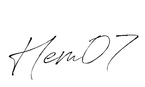 if you are searching for the best signature style for your name Hem07. so please give up your signature search. here we have designed multiple signature styles  using Antro_Vectra. Hem07 signature style 6 images and pictures png