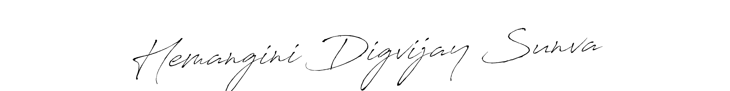 Antro_Vectra is a professional signature style that is perfect for those who want to add a touch of class to their signature. It is also a great choice for those who want to make their signature more unique. Get Hemangini Digvijay Sunva name to fancy signature for free. Hemangini Digvijay Sunva signature style 6 images and pictures png