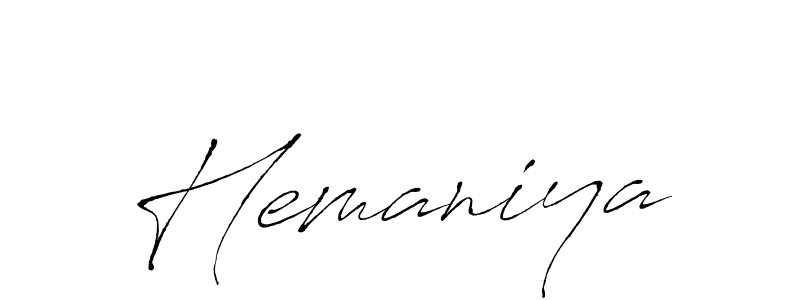 Make a beautiful signature design for name Hemaniya. With this signature (Antro_Vectra) style, you can create a handwritten signature for free. Hemaniya signature style 6 images and pictures png