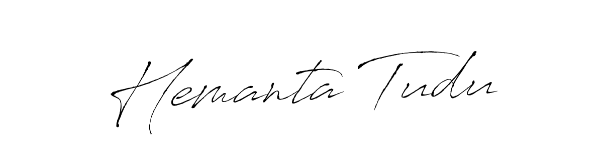 The best way (Antro_Vectra) to make a short signature is to pick only two or three words in your name. The name Hemanta Tudu include a total of six letters. For converting this name. Hemanta Tudu signature style 6 images and pictures png