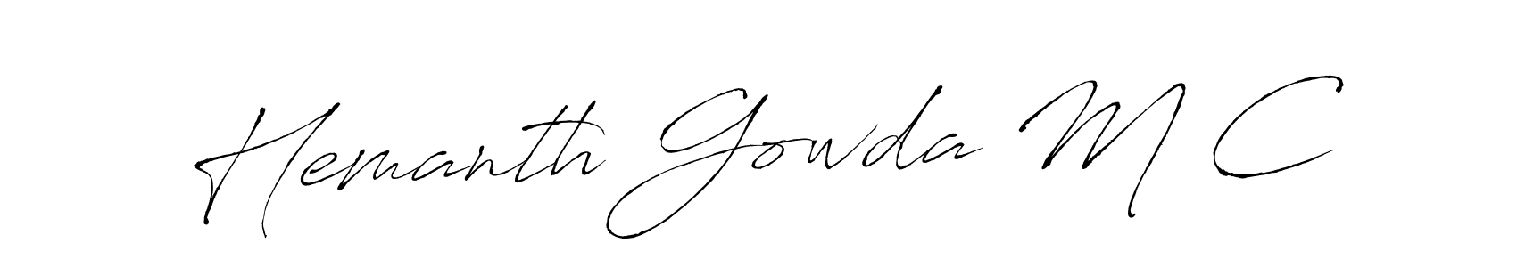 Make a short Hemanth Gowda M C signature style. Manage your documents anywhere anytime using Antro_Vectra. Create and add eSignatures, submit forms, share and send files easily. Hemanth Gowda M C signature style 6 images and pictures png