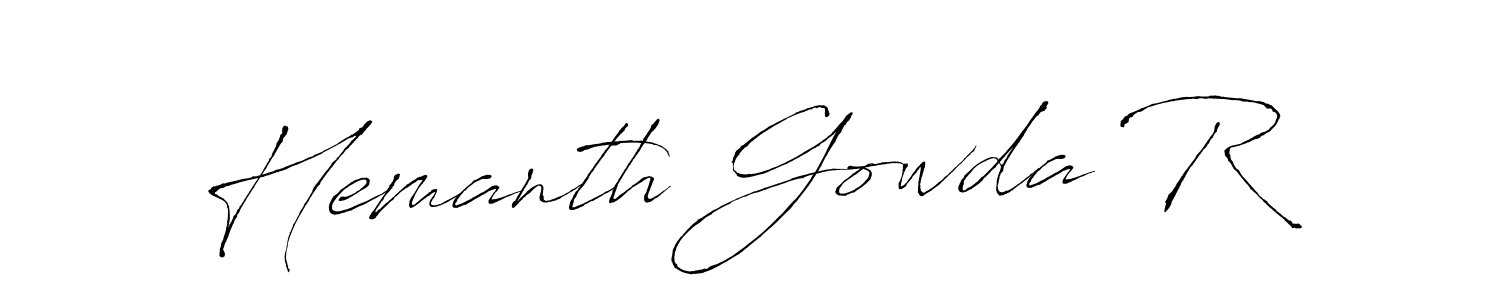 The best way (Antro_Vectra) to make a short signature is to pick only two or three words in your name. The name Hemanth Gowda R include a total of six letters. For converting this name. Hemanth Gowda R signature style 6 images and pictures png