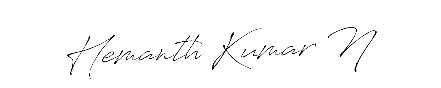 Make a beautiful signature design for name Hemanth Kumar N. With this signature (Antro_Vectra) style, you can create a handwritten signature for free. Hemanth Kumar N signature style 6 images and pictures png