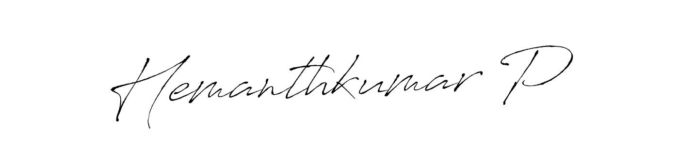 Similarly Antro_Vectra is the best handwritten signature design. Signature creator online .You can use it as an online autograph creator for name Hemanthkumar P. Hemanthkumar P signature style 6 images and pictures png