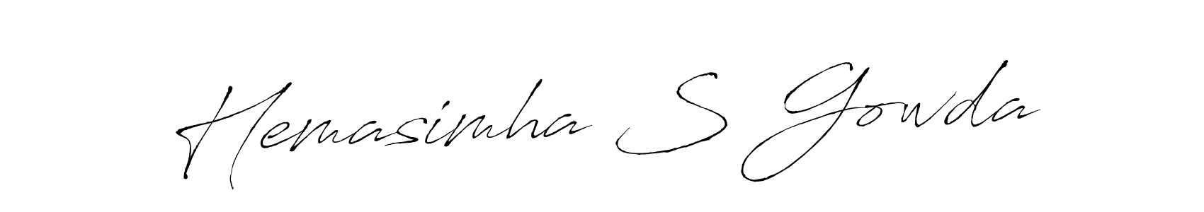 How to make Hemasimha S Gowda name signature. Use Antro_Vectra style for creating short signs online. This is the latest handwritten sign. Hemasimha S Gowda signature style 6 images and pictures png