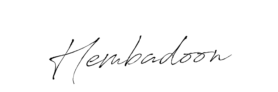 Use a signature maker to create a handwritten signature online. With this signature software, you can design (Antro_Vectra) your own signature for name Hembadoon. Hembadoon signature style 6 images and pictures png