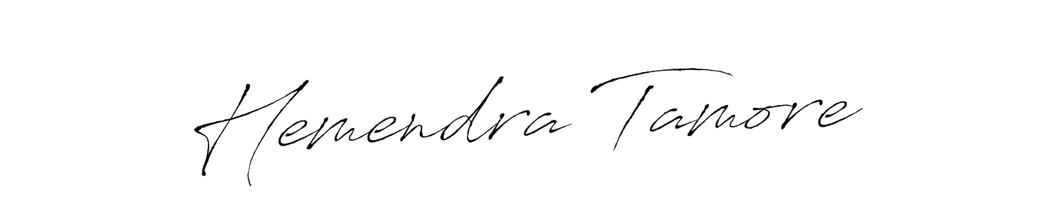 Antro_Vectra is a professional signature style that is perfect for those who want to add a touch of class to their signature. It is also a great choice for those who want to make their signature more unique. Get Hemendra Tamore name to fancy signature for free. Hemendra Tamore signature style 6 images and pictures png