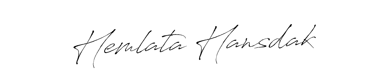 The best way (Antro_Vectra) to make a short signature is to pick only two or three words in your name. The name Hemlata Hansdak include a total of six letters. For converting this name. Hemlata Hansdak signature style 6 images and pictures png