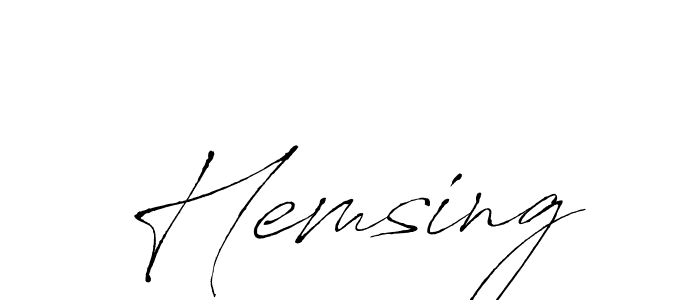 Use a signature maker to create a handwritten signature online. With this signature software, you can design (Antro_Vectra) your own signature for name Hemsing. Hemsing signature style 6 images and pictures png