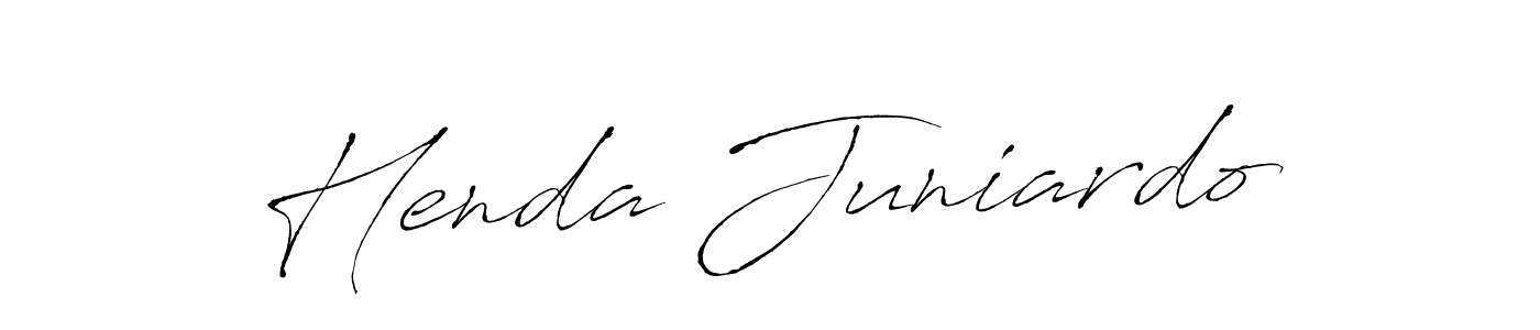 How to make Henda Juniardo name signature. Use Antro_Vectra style for creating short signs online. This is the latest handwritten sign. Henda Juniardo signature style 6 images and pictures png