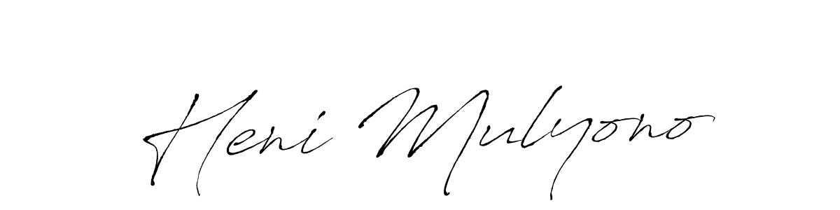 Design your own signature with our free online signature maker. With this signature software, you can create a handwritten (Antro_Vectra) signature for name Heni Mulyono. Heni Mulyono signature style 6 images and pictures png