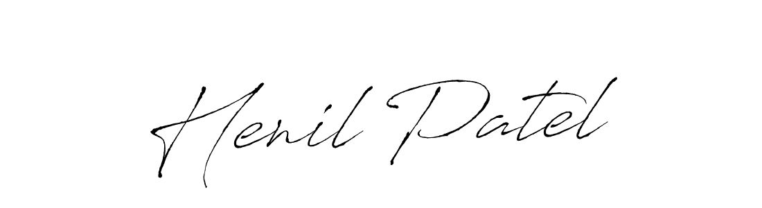 How to make Henil Patel name signature. Use Antro_Vectra style for creating short signs online. This is the latest handwritten sign. Henil Patel signature style 6 images and pictures png