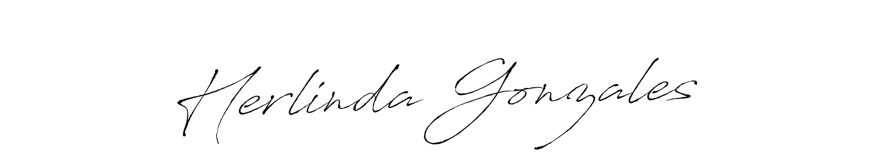 Make a beautiful signature design for name Herlinda Gonzales. With this signature (Antro_Vectra) style, you can create a handwritten signature for free. Herlinda Gonzales signature style 6 images and pictures png