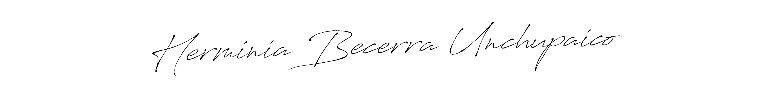 How to make Herminia Becerra Unchupaico name signature. Use Antro_Vectra style for creating short signs online. This is the latest handwritten sign. Herminia Becerra Unchupaico signature style 6 images and pictures png