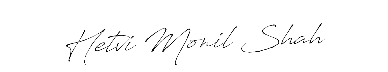 Antro_Vectra is a professional signature style that is perfect for those who want to add a touch of class to their signature. It is also a great choice for those who want to make their signature more unique. Get Hetvi Monil Shah name to fancy signature for free. Hetvi Monil Shah signature style 6 images and pictures png