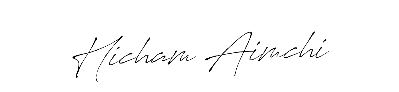 The best way (Antro_Vectra) to make a short signature is to pick only two or three words in your name. The name Hicham Aimchi include a total of six letters. For converting this name. Hicham Aimchi signature style 6 images and pictures png