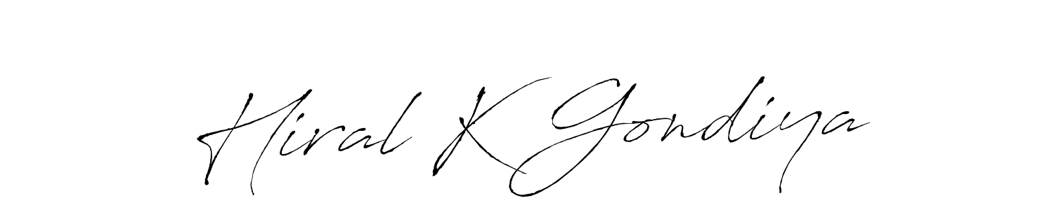 Design your own signature with our free online signature maker. With this signature software, you can create a handwritten (Antro_Vectra) signature for name Hiral K Gondiya. Hiral K Gondiya signature style 6 images and pictures png