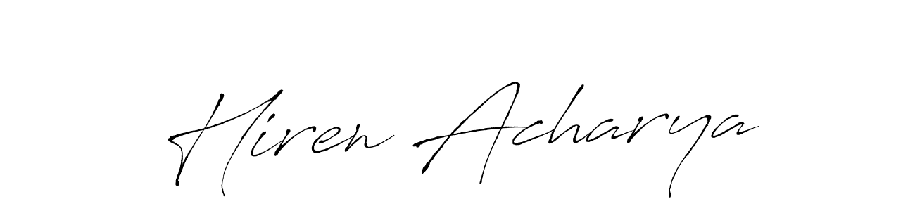 The best way (Antro_Vectra) to make a short signature is to pick only two or three words in your name. The name Hiren Acharya include a total of six letters. For converting this name. Hiren Acharya signature style 6 images and pictures png