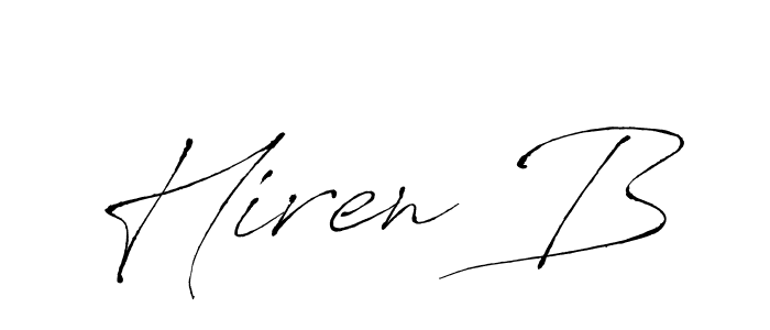 Create a beautiful signature design for name Hiren B. With this signature (Antro_Vectra) fonts, you can make a handwritten signature for free. Hiren B signature style 6 images and pictures png