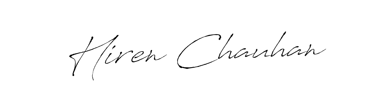 How to make Hiren Chauhan name signature. Use Antro_Vectra style for creating short signs online. This is the latest handwritten sign. Hiren Chauhan signature style 6 images and pictures png