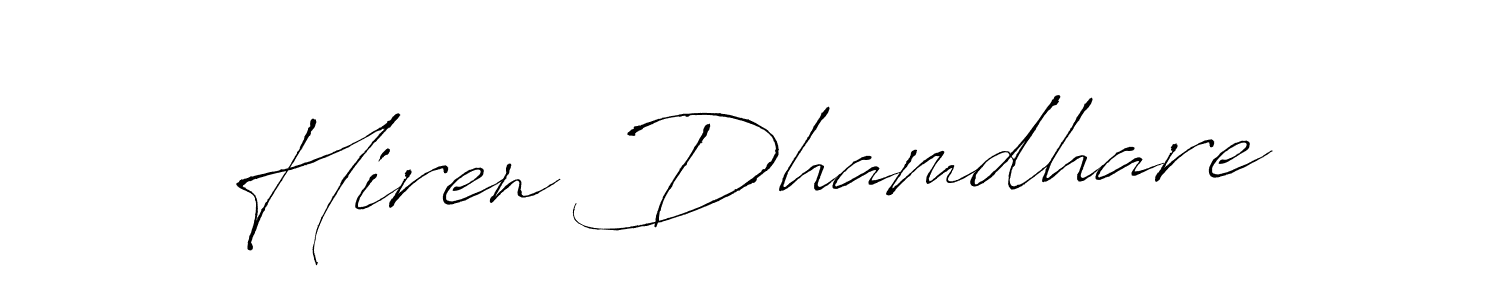 Also You can easily find your signature by using the search form. We will create Hiren Dhamdhare name handwritten signature images for you free of cost using Antro_Vectra sign style. Hiren Dhamdhare signature style 6 images and pictures png