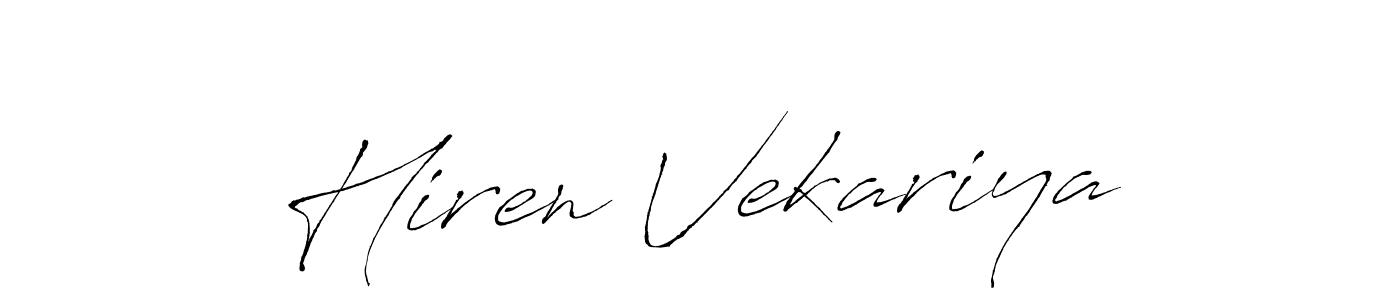 How to make Hiren Vekariya name signature. Use Antro_Vectra style for creating short signs online. This is the latest handwritten sign. Hiren Vekariya signature style 6 images and pictures png