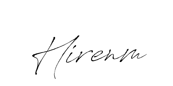 Use a signature maker to create a handwritten signature online. With this signature software, you can design (Antro_Vectra) your own signature for name Hirenm. Hirenm signature style 6 images and pictures png