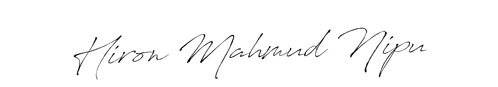 Make a beautiful signature design for name Hiron Mahmud Nipu. With this signature (Antro_Vectra) style, you can create a handwritten signature for free. Hiron Mahmud Nipu signature style 6 images and pictures png