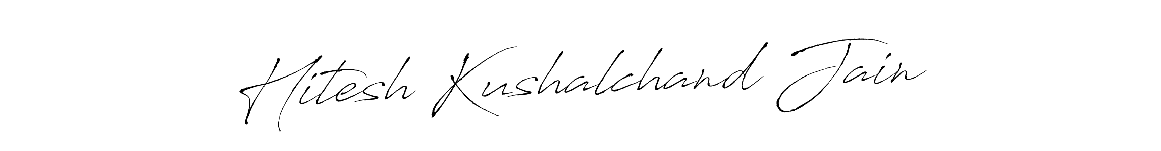 How to make Hitesh Kushalchand Jain name signature. Use Antro_Vectra style for creating short signs online. This is the latest handwritten sign. Hitesh Kushalchand Jain signature style 6 images and pictures png