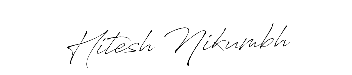 Antro_Vectra is a professional signature style that is perfect for those who want to add a touch of class to their signature. It is also a great choice for those who want to make their signature more unique. Get Hitesh Nikumbh name to fancy signature for free. Hitesh Nikumbh signature style 6 images and pictures png