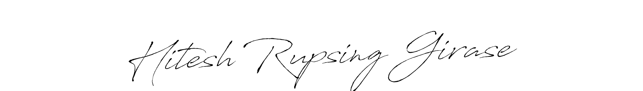 This is the best signature style for the Hitesh Rupsing Girase name. Also you like these signature font (Antro_Vectra). Mix name signature. Hitesh Rupsing Girase signature style 6 images and pictures png