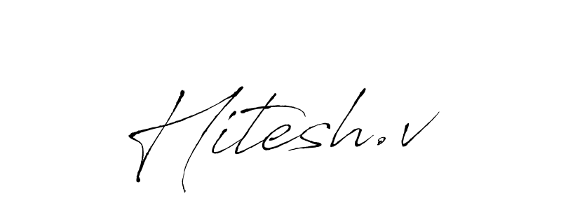 The best way (Antro_Vectra) to make a short signature is to pick only two or three words in your name. The name Hitesh.v include a total of six letters. For converting this name. Hitesh.v signature style 6 images and pictures png