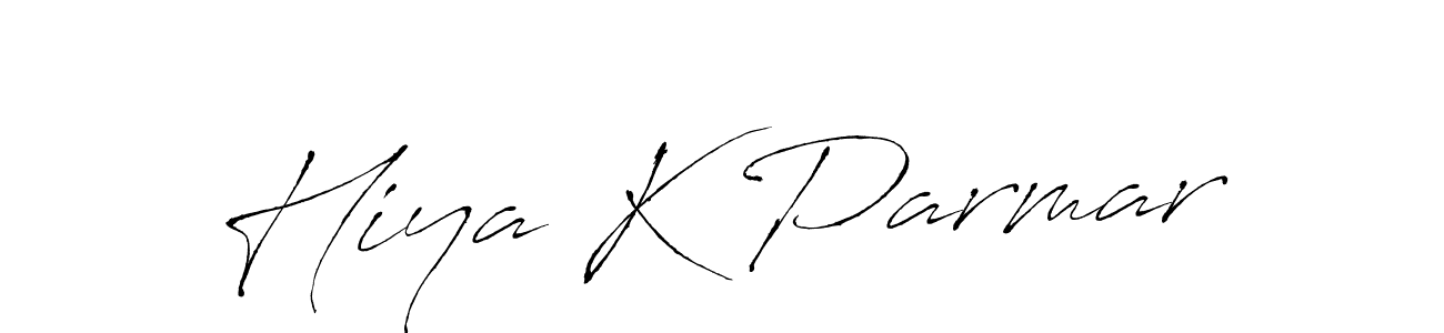 How to make Hiya K Parmar name signature. Use Antro_Vectra style for creating short signs online. This is the latest handwritten sign. Hiya K Parmar signature style 6 images and pictures png