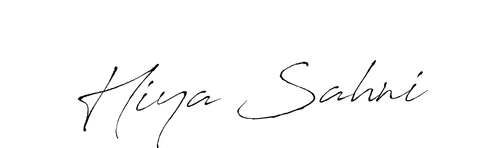 Make a beautiful signature design for name Hiya Sahni. With this signature (Antro_Vectra) style, you can create a handwritten signature for free. Hiya Sahni signature style 6 images and pictures png