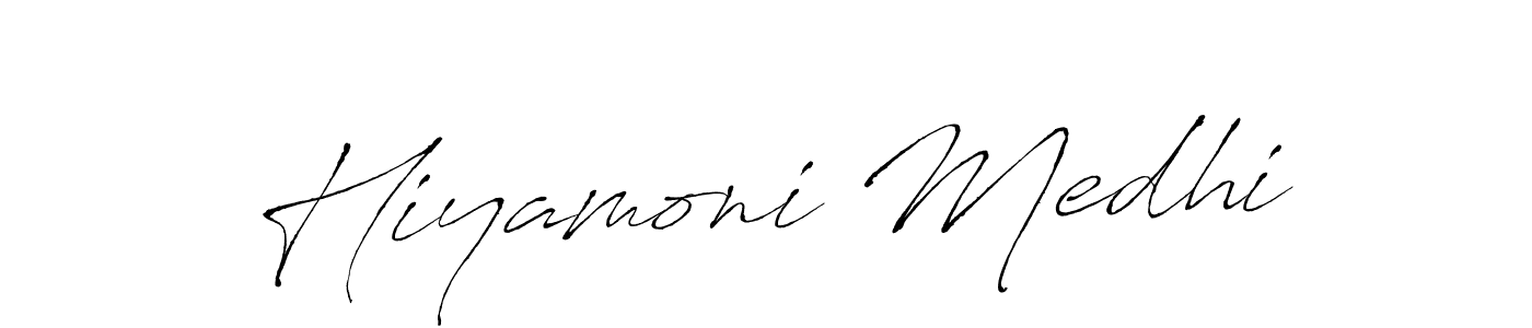 It looks lik you need a new signature style for name Hiyamoni Medhi. Design unique handwritten (Antro_Vectra) signature with our free signature maker in just a few clicks. Hiyamoni Medhi signature style 6 images and pictures png